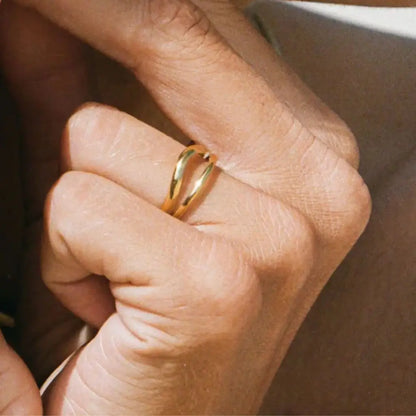 Eilyor double band ring waterproof 18k PVD close up