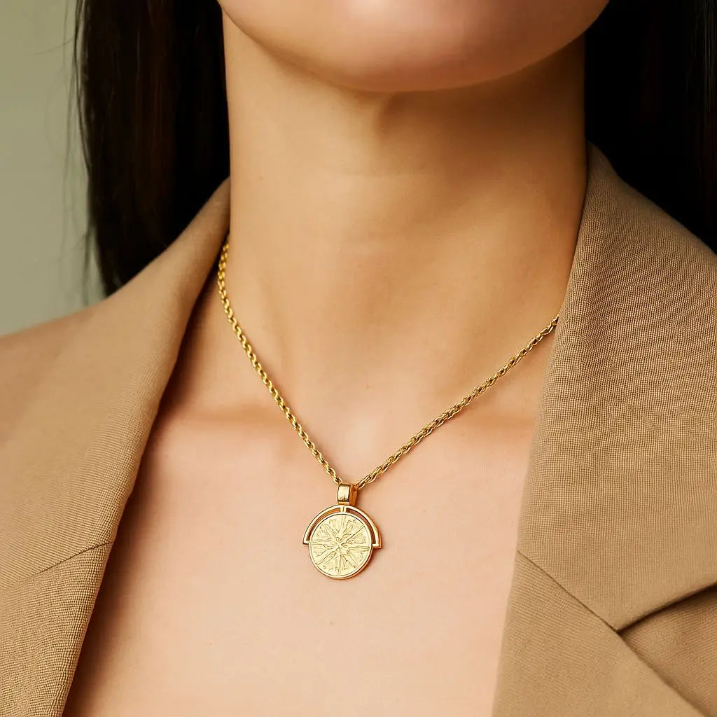 Eilyor Golden Sun Necklace waterproof close up