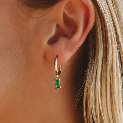 Eilyor waterproof zircon hoops 18k PVD on ear