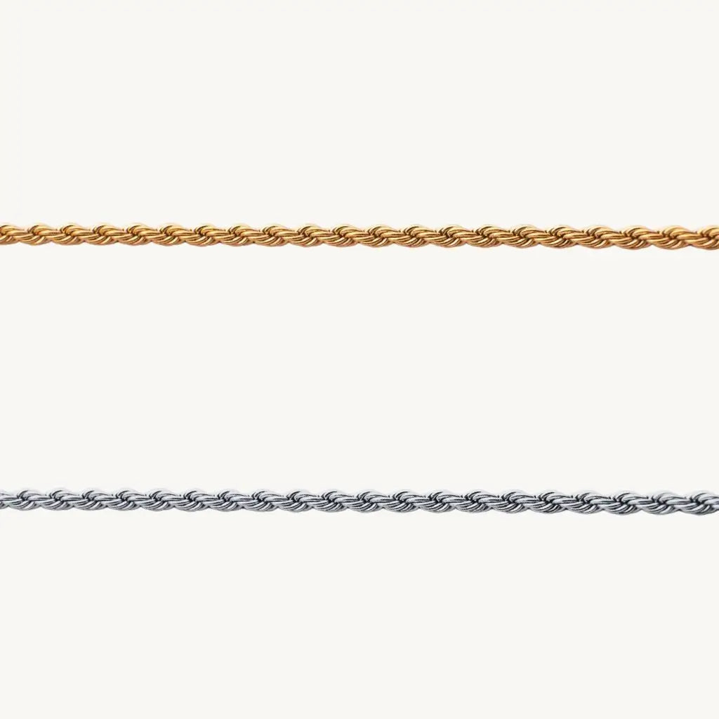 Eilyor rope chain necklace waterproof 18k PVD close up