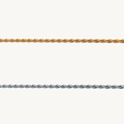 Eilyor rope chain necklace waterproof 18k PVD close up