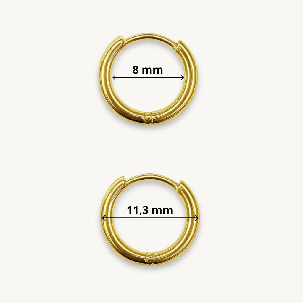 Eilyor tiny huggie hoops waterproof close up on white