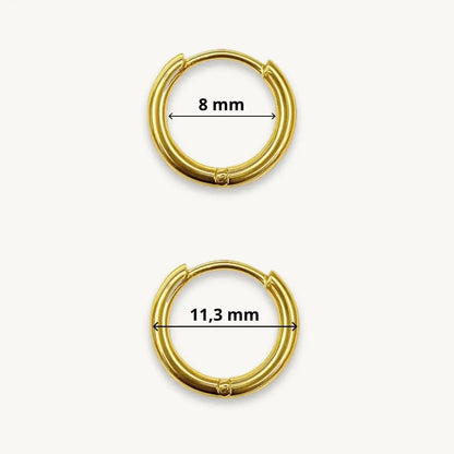 Eilyor tiny huggie hoops waterproof close up on white