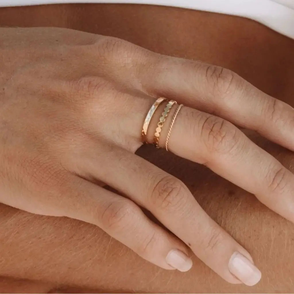 Eilyor ring trio hammered beaded twisted on hand