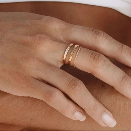 Eilyor ring trio hammered beaded twisted on hand