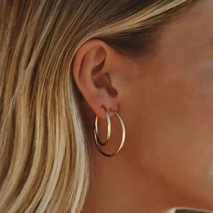 Eilyor thin hoop earrings waterproof 18k PVD close up